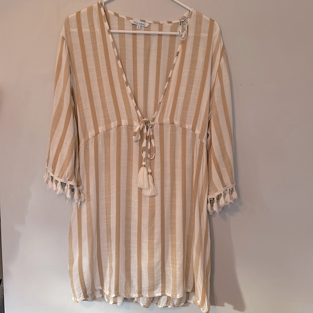 Blue Island beach coverup lightweight rayon is semi-sheer provides nice coverage